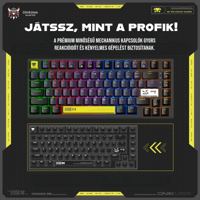 Onikuma G58 Mechanikus Gamer Billentyűzet TKL - Fekete - Angol kiosztás!