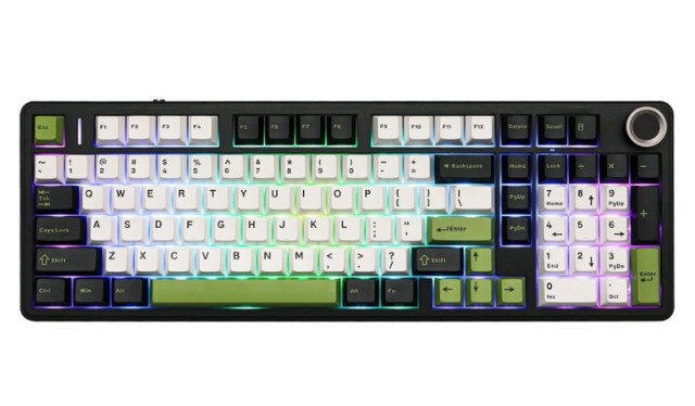 AULA F99 PRO Vezeték Nélküli Mechanikus Gamer Billentyűzet - Fekete-Fehér-Zöld