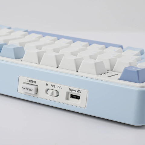 AULA F75 Vezeték Nélküli Mechanikus Gamer Billentyűzet - Fehér-Világoskék