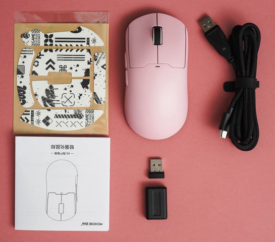 MCHOSE A5 ULTRA Vezeték Nélküli 26000 DPI-s Gamer Egér + 4K receiver csomag - Pink