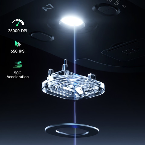 MCHOSE A7 PRO Vezeték Nélküli 2.4G Gamer Egér - Fehér