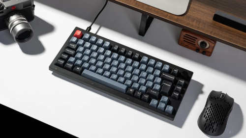 Keychron V1 Knob RGB Gamer Red Mechanikus Billentyűzet - Fekete - Angol Kiosztás!