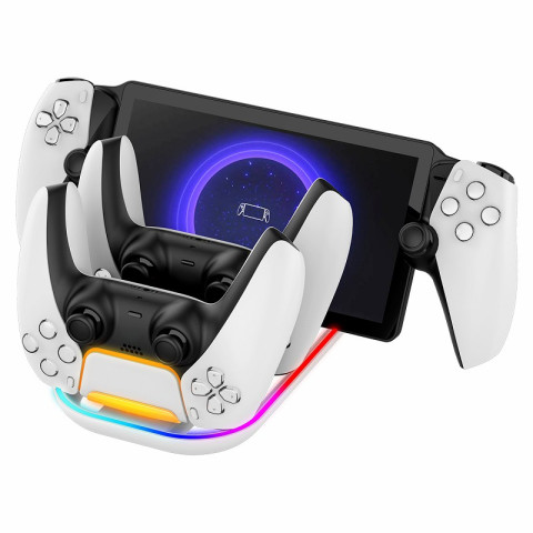 iPega PG-P5P03 - 3 in 1 Töltőállomás PlayStation Portal & PS5 Dualsense kontrollerekhez RGB