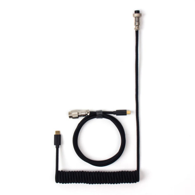 Keychron Coiled Aviator USB-C M/M Adatkábel - 0.9m Fekete (+USB-C - USB-A adapter)