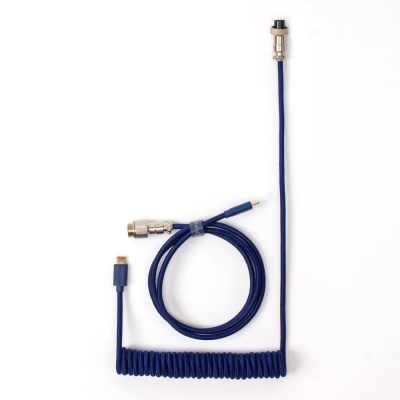 Keychron Coiled Aviator USB-C M/M Adatkábel - 0.9m Kék (+USB-C - USB-A adapter)