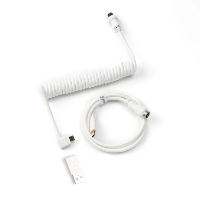 Keychron Coiled Aviator USB-C -> USB-C M/M Adatkábel 1.36m Fehér - 90°/Egyenes