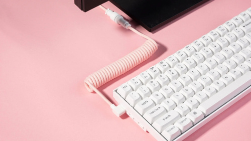 Keychron Coiled Aviator USB-C -> USB-C M/M Adatkábel 1.36m Fehér - 90°/Egyenes