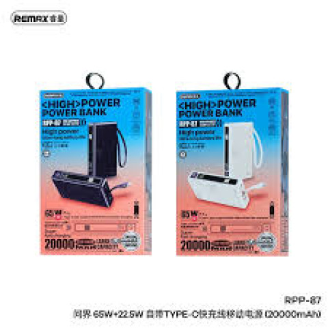 Remax Wingle Series RPP-87 Gyorstöltő Powerbank 20000 mAh - 65W