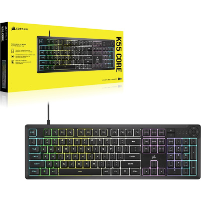 CORSAIR K55 CORE RGB Gamer Billentyűzet - Fekete - Angol Kiosztás!