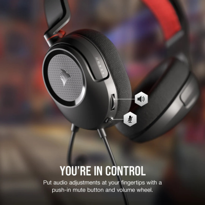 CORSAIR HS35 v2 Gamer Headset - Piros