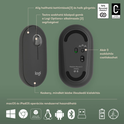 LOGITECH Pebble 2 Combo for Mac - Billentyűzet + Egér - Angol Kiosztás!