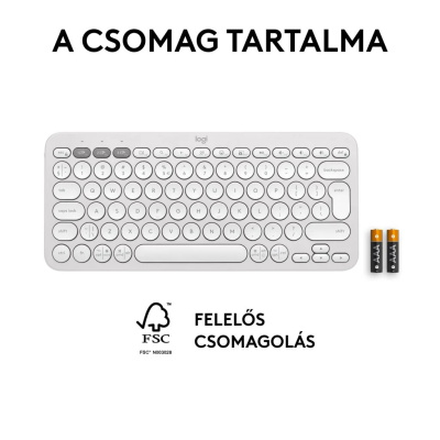 LOGITECH Pebble Keys 2 K380s - Vezeték Nélküli Billentyűzet - Fehér - Angol kiosztás! (US)