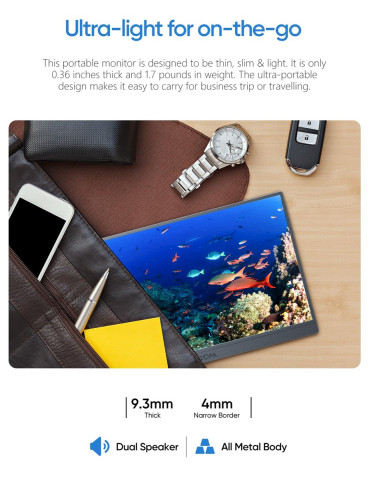 Arzopa Z1FC Hordozható Monitor 144Hz - 16,1" + Sleeve (Ezüstszürke)