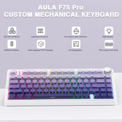 AULA F75 Vezeték Nélküli Mechanikus Gamer Billentyűzet