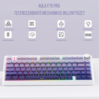 AULA F75 Vezeték Nélküli Mechanikus Gamer Billentyűzet
