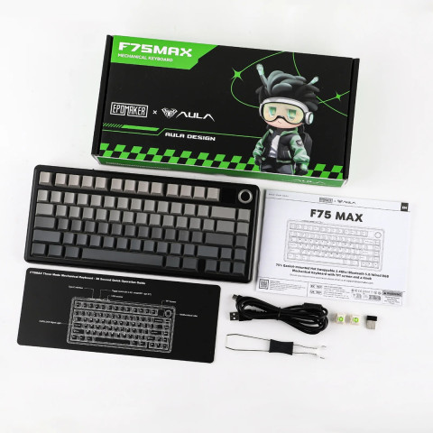 AULA F75 Max Vezeték Nélküli Mechanikus Gamer Billentyűzet - Fekete