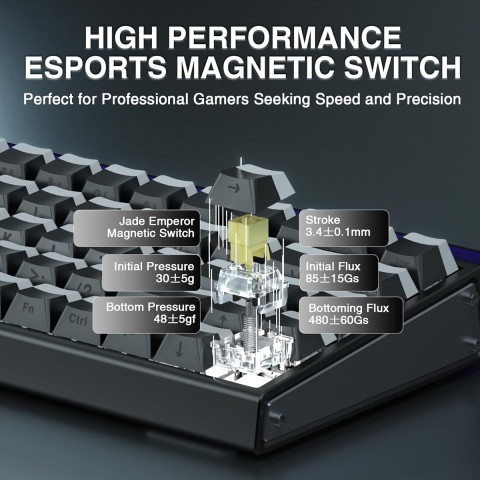 AULA HERO68 HE Magnetic Switch Mechanikus Gamer Billentyűzet - Fekete