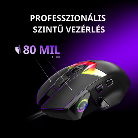 LORGAR MSP80 Gamer Egér - Fekete