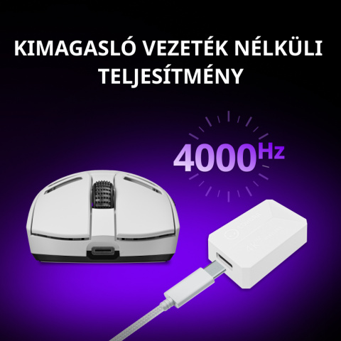 LORGAR Elite MSE90W Tri-Mode Gamer Egér - Fehér