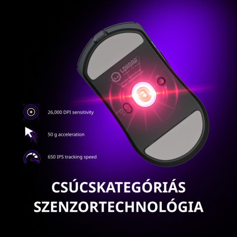 LORGAR Elite MSE90W Tri-Mode Gamer Egér - Gunmetal Szürke