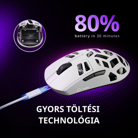 LORGAR Elite MSE90W Tri-Mode Gamer Egér - Gunmetal Szürke