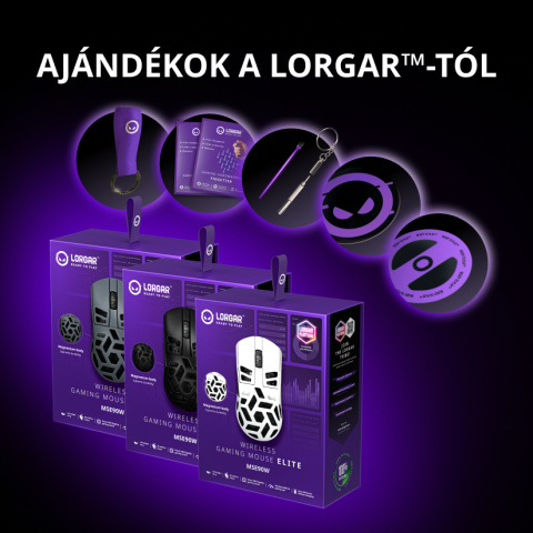 LORGAR Elite MSE90W Tri-Mode Gamer Egér - Gunmetal Szürke