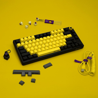 LORGAR KBP7075W Vezeték Nélküli Mechanikus Gamer Billentyűzet - Fekete/Sárga (Angol Kiosztás)