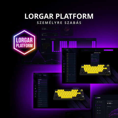 LORGAR KBP7075W vezeték nélküli mechanikus gamer billentyűzet - Fekete/Sárga (angol kiosztás)