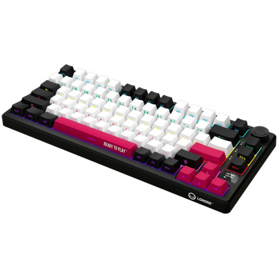 LORGAR KBP7075W Vezeték Nélküli Mechanikus Gamer Billentyűzet - Fekete/Piros (Angol Kiosztás)