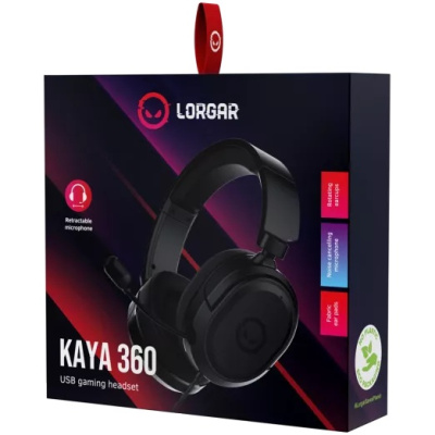 LORGAR Kaya 360 Gamer Headset - Fekete