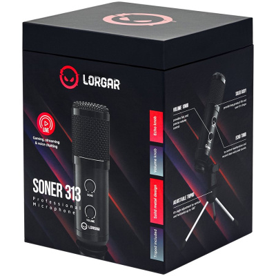 LORGAR Soner 313 Gamer Mikrofon - Fekete