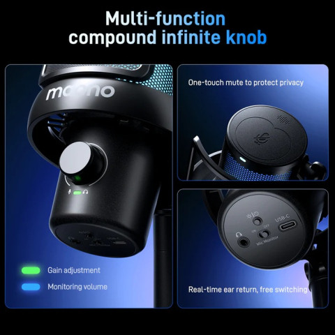 MAONO DM40 Pro USB Vezeték Nélküli Streamer/Gamer Mikrofon RGB