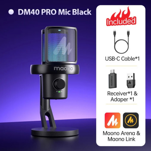 MAONO DM40 Pro S USB Vezeték Nélküli Streamer/Gamer Mikrofon Kit RGB
