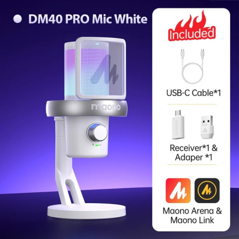 MAONO DM40 Pro S USB Vezeték Nélküli Streamer/Gamer Mikrofon Kit RGB