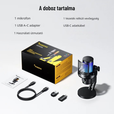 MAONO DM40 Pro S USB Vezeték Nélküli Streamer/Gamer Mikrofon Kit RGB