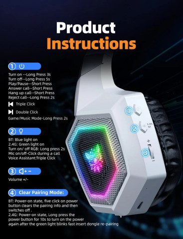 Onikuma GT806 Tri-Mode Vezeték Nélküli Gamer Headset