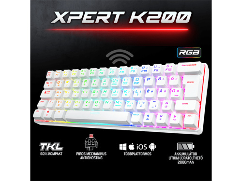 Spirit of Gamer XPERT K200 - Vezeték Nélküli Mechanikus Gamer Billentyűzet - Magyar Kiosztás!