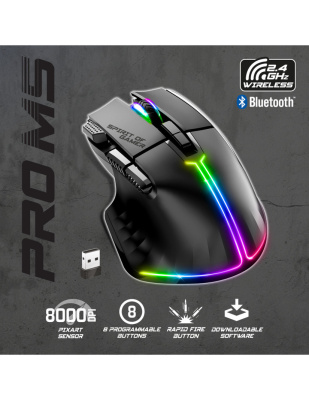 Spirit of Gamer PRO-M5 - Vezeték Nélküli Gamer Egér - Fekete