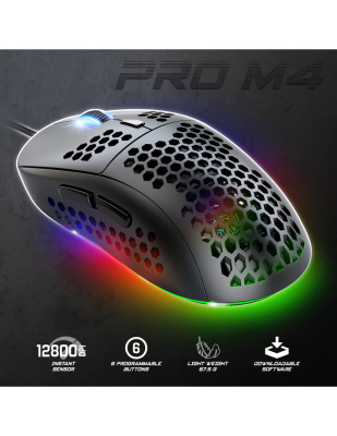 Spirit of Gamer S-PM4 RGB Gamer Egér - Fekete