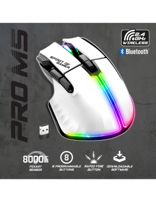 Spirit of Gamer PRO-M5 Arctic Vezeték Nélküli Gamer Egér - Fehér