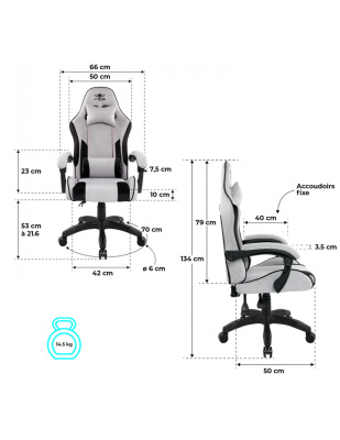 Spirit of Gamer ARENA Light Grey - Gamer Szék - Világos-Szürke