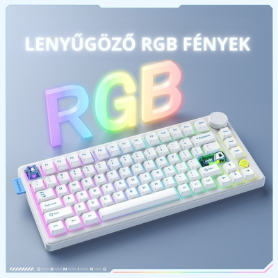 Onikuma MT706 Vezeték Nélküli Mechanikus Gamer Billentyűzet - Fehér