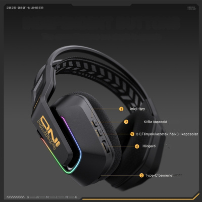 Onikuma GT828 4-Mode Vezeték Nélküli Gamer Headset