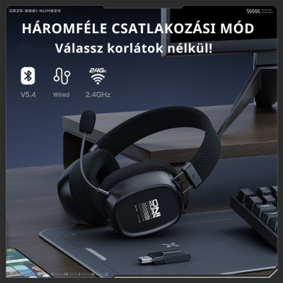 Onikuma GT839 Tri-Mode Vezeték Nélküli Gamer Headset