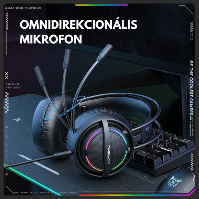 Onikuma X88 Vezetékes Gamer Fejhallgató RGB világítással - Fekete