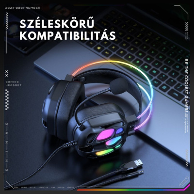 Onikuma X89 Vezetékes Gamer Fejhallgató RGB világítással