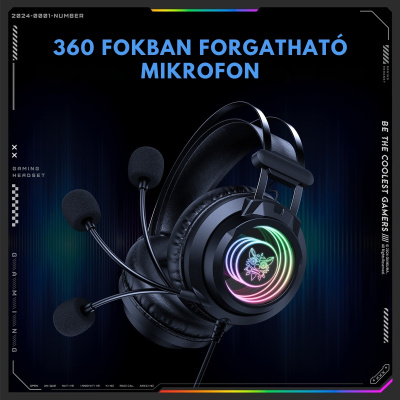 Onikuma X80 Vezetékes Gamer Fejhallgató RGB világítással