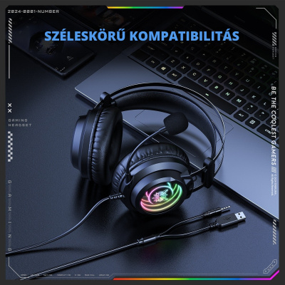 Onikuma X80 Vezetékes Gamer Fejhallgató RGB világítással