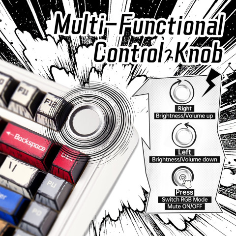 AULA F75 Vezeték Nélküli Mechanikus Gamer Billentyűzet - Comic