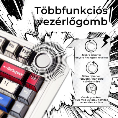 AULA F75 Vezeték Nélküli Mechanikus Gamer Billentyűzet - Comic
